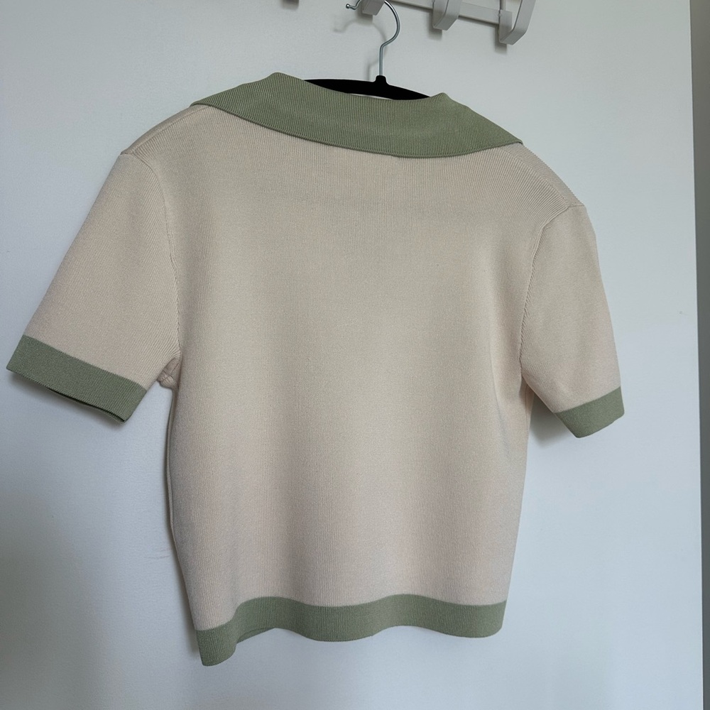 OAK + FORT Cream and Green Knit Cardigan - Picture 2 of 3